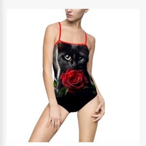 Black Cat and Rose Swimsuit